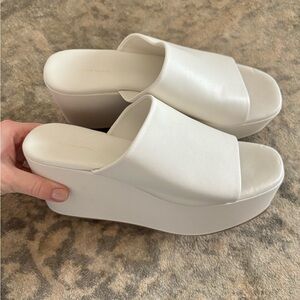Elegant White Platform Slide Sandals